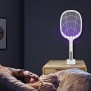 Raquete Mata Mosquito eléctrica 2 em 1 portátil,  luz ultravioleta, USB recarregável